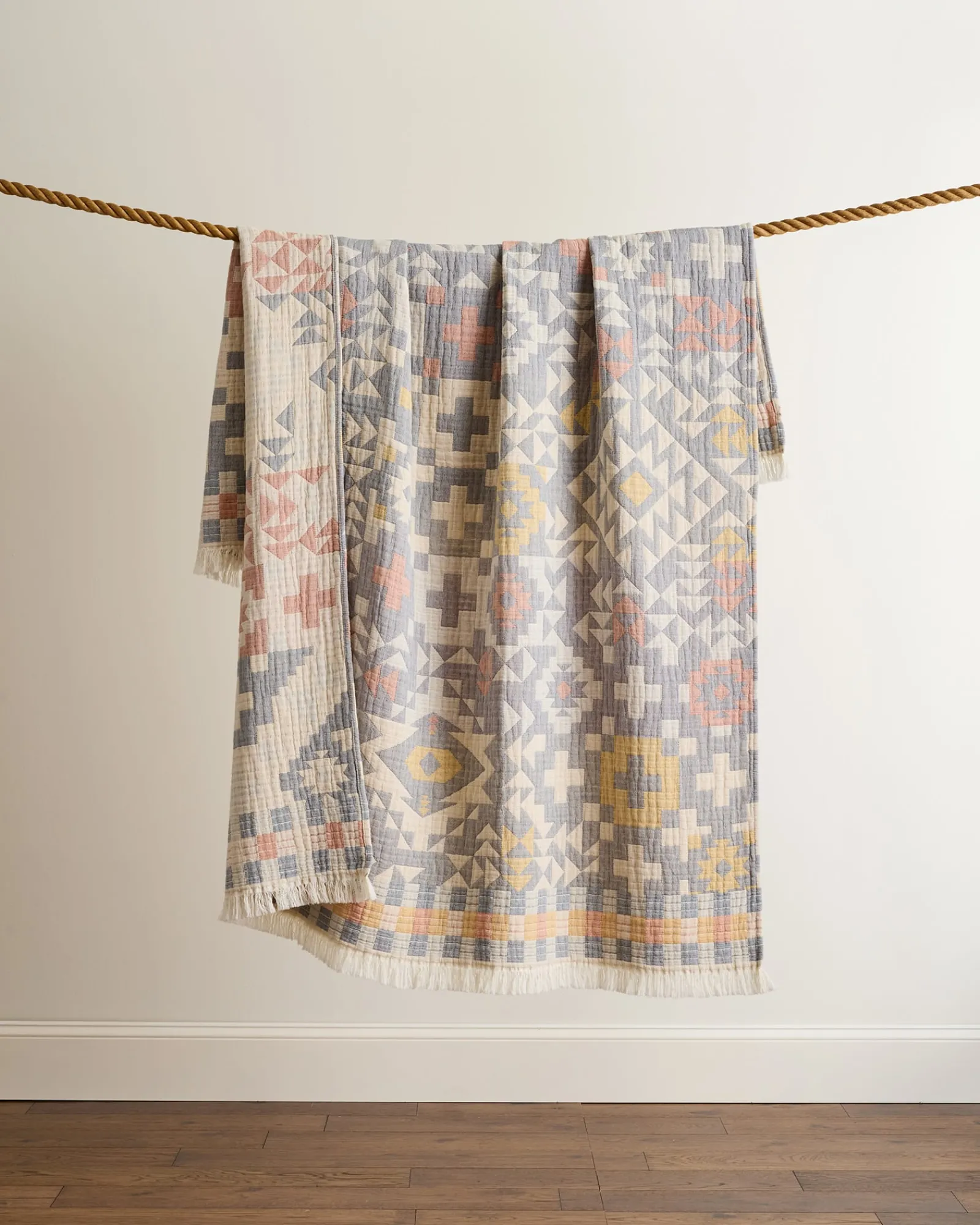 Pendleton BLUE RIDGE ORGANIC COTTON FRINGED THROW ONE SIZE New