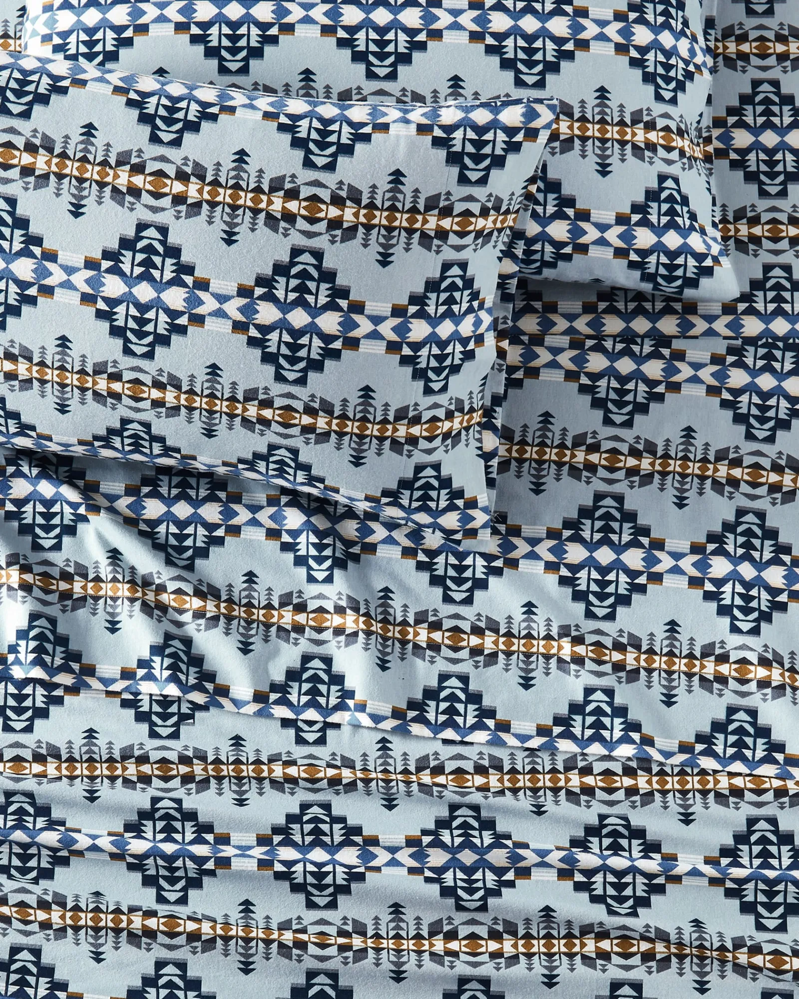 Pendleton DESERT DAWN FLANNEL SHEET SET GREY/BLUE MULTI New