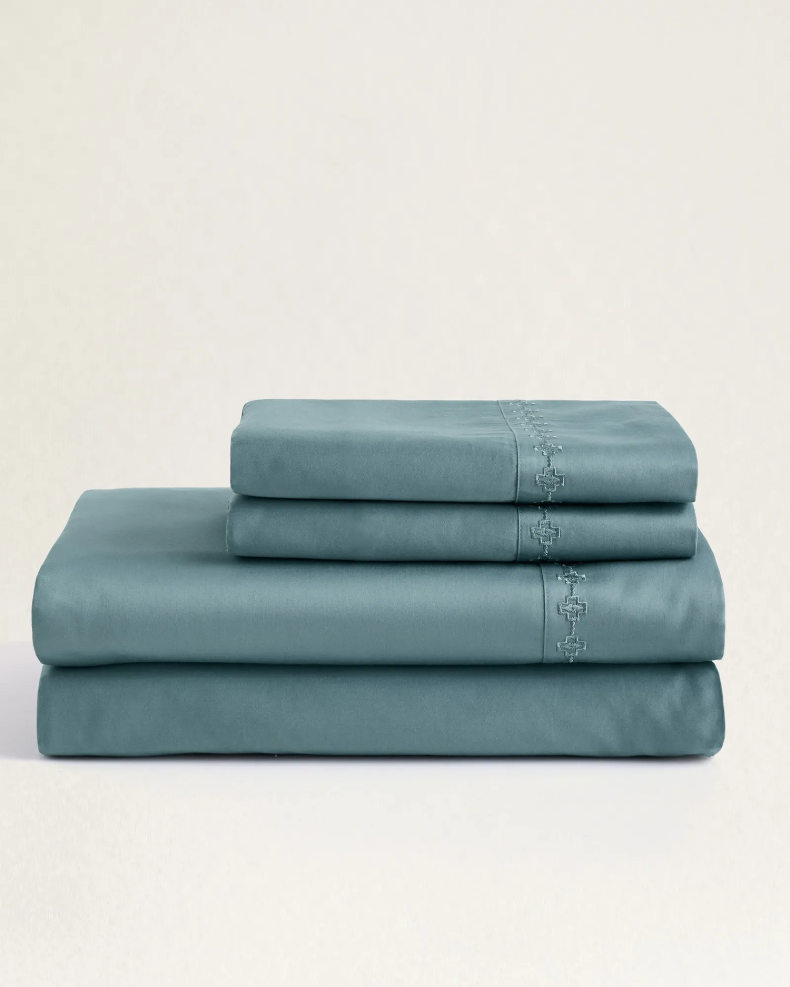 Pendleton HARDING EMBROIDERED SHEET SET SILVER BLUE Hot