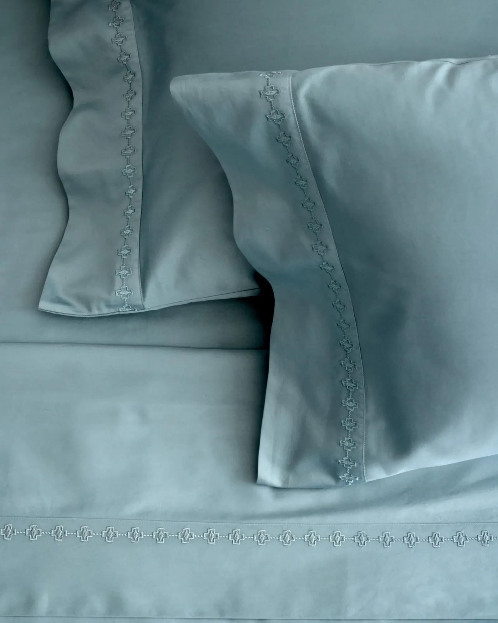 Pendleton HARDING EMBROIDERED SHEET SET SILVER BLUE Hot