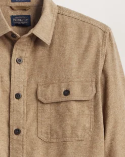 Pendleton MEN'S BURNSIDE DOUBLEBRUSHED FLANNEL SHIRT CAMEL HEATHER Outlet