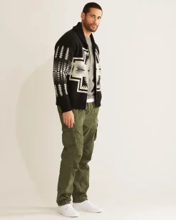 Pendleton MEN'S HARDING ZIP LAMBSWOOL CARDIGAN BLACK PEARL Sale