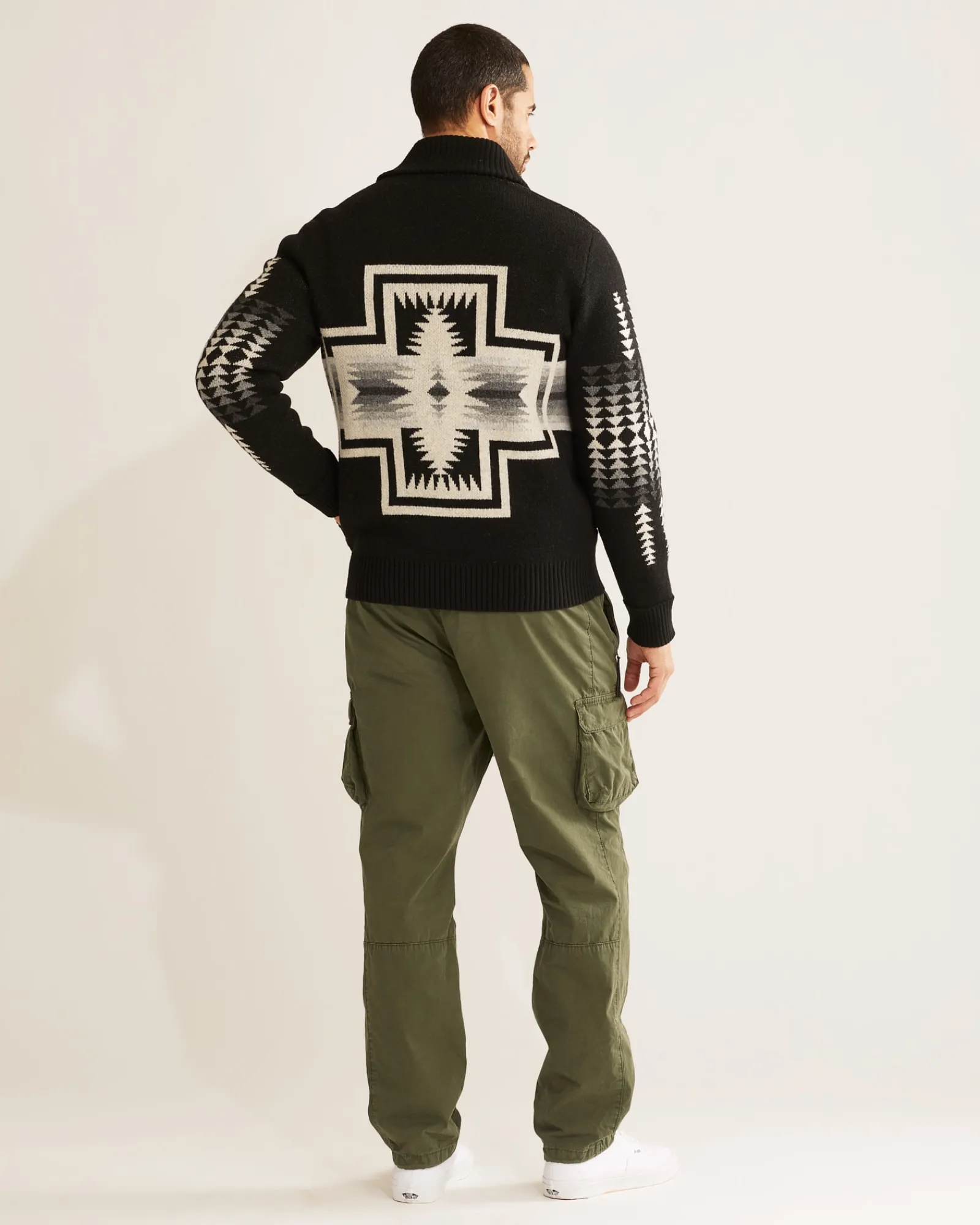 Pendleton MEN'S HARDING ZIP LAMBSWOOL CARDIGAN BLACK PEARL Sale