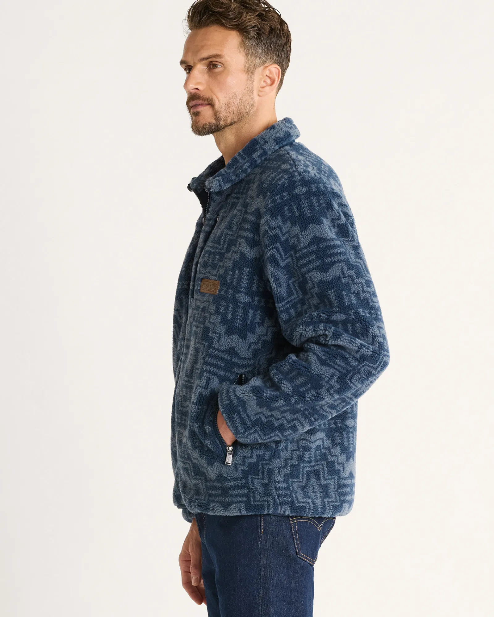 Pendleton MEN'S PASCO ZIP-FRONT FLEECE JACKET BLUE HARDING STAR Sale