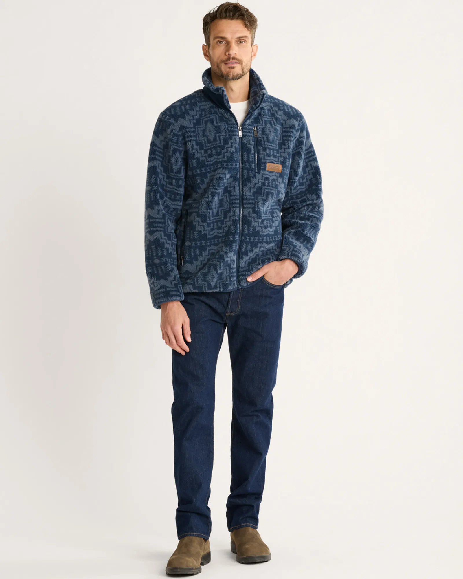 Pendleton MEN'S PASCO ZIP-FRONT FLEECE JACKET BLUE HARDING STAR Sale