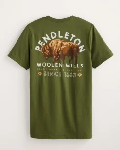 Pendleton MEN'S BISON GRAPHIC TEE MILITARY GREEN/MULTI Outlet