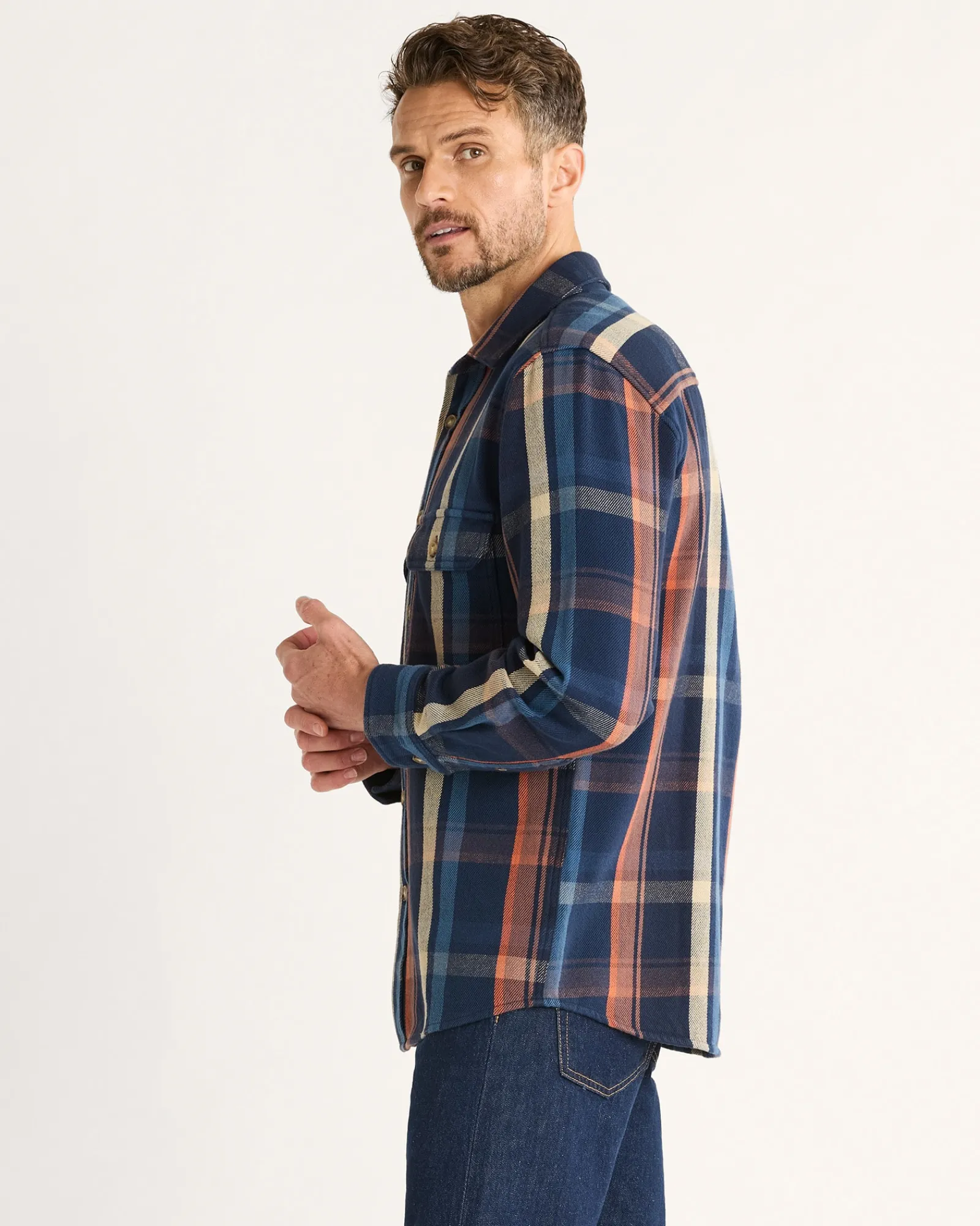 Pendleton MEN'S PLAID ARCADIA FLANNEL SHIRT NAVY MULTI PLAID Sale