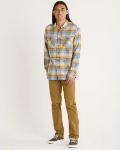 Pendleton MEN'S PLAID BURNSIDE DOUBLEBRUSHED FLANNEL SHIRT TAN/BLUE/GOLD PLAID Outlet