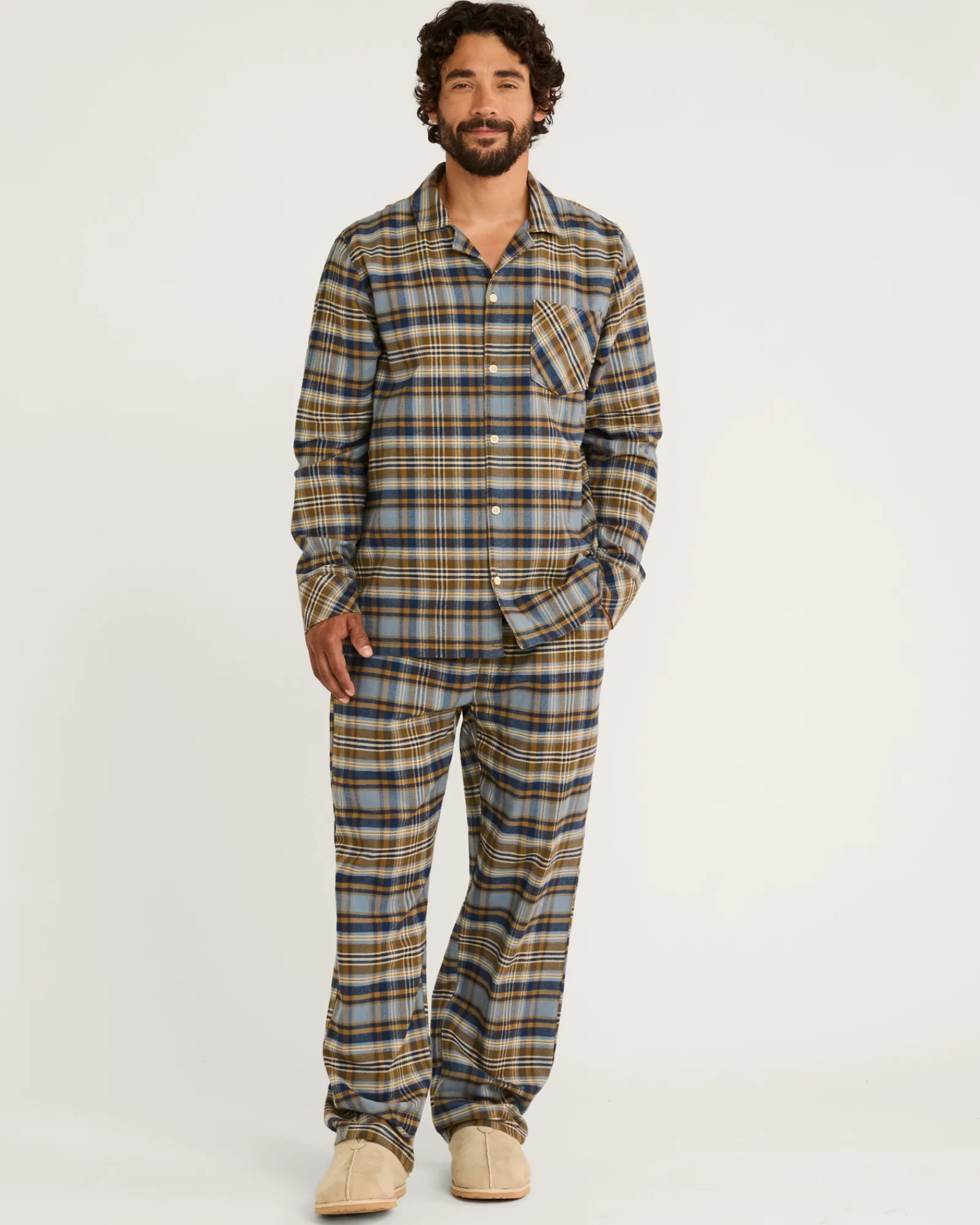 Pendleton MEN'S PLAID FLANNEL PAJAMA SET NAVY/OCHRE Online