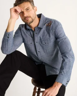 Pendleton MEN'S RODEO EMBROIDERED CHAMBRAY GAMBLER SHIRT DARK BLUE/RODEO Best