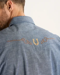 Pendleton MEN'S RODEO EMBROIDERED CHAMBRAY GAMBLER SHIRT DARK BLUE/RODEO Best