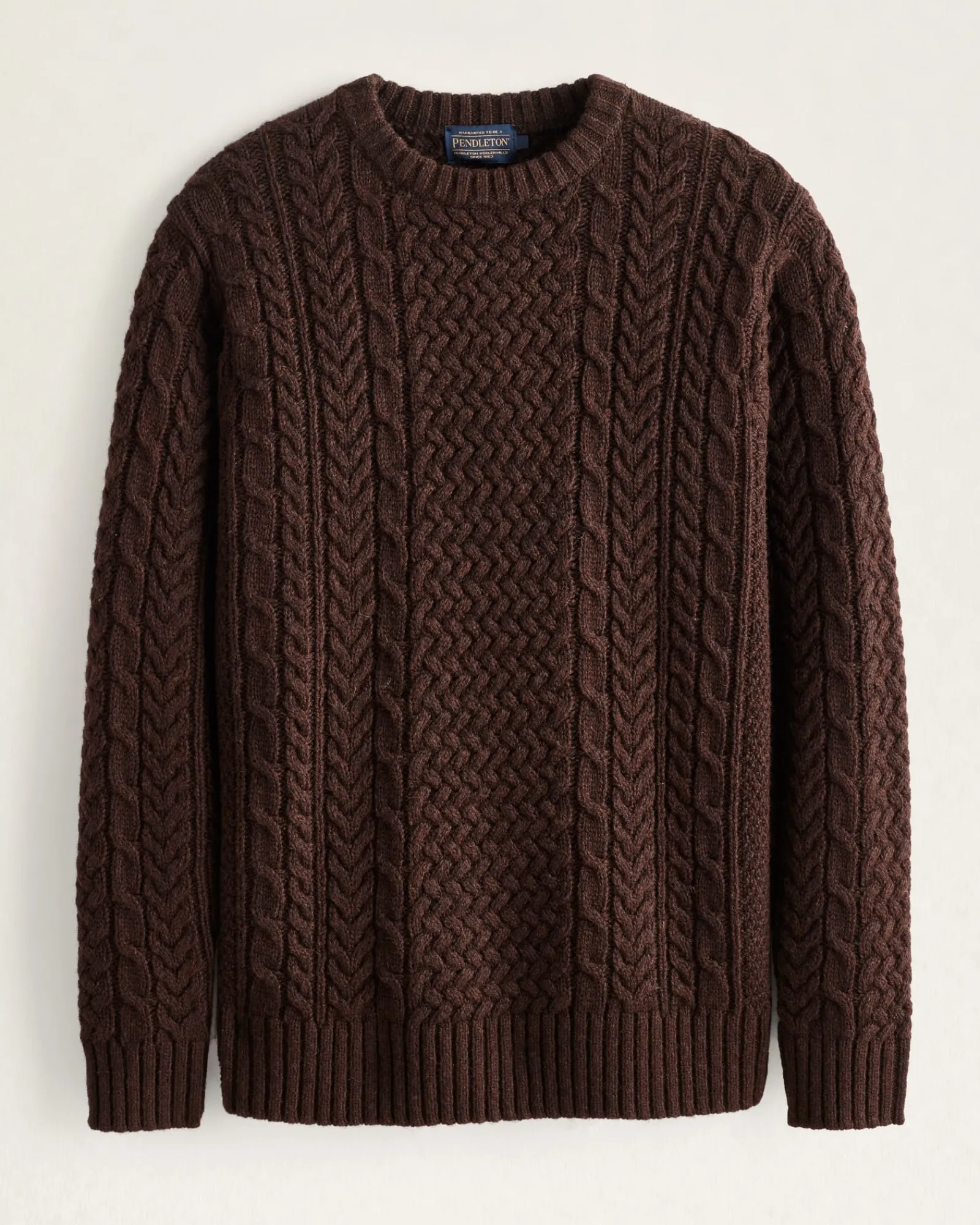Pendleton MEN'S SHETLAND COLLECTION FISHERMAN SWEATER ESPRESSO HEATHER Discount