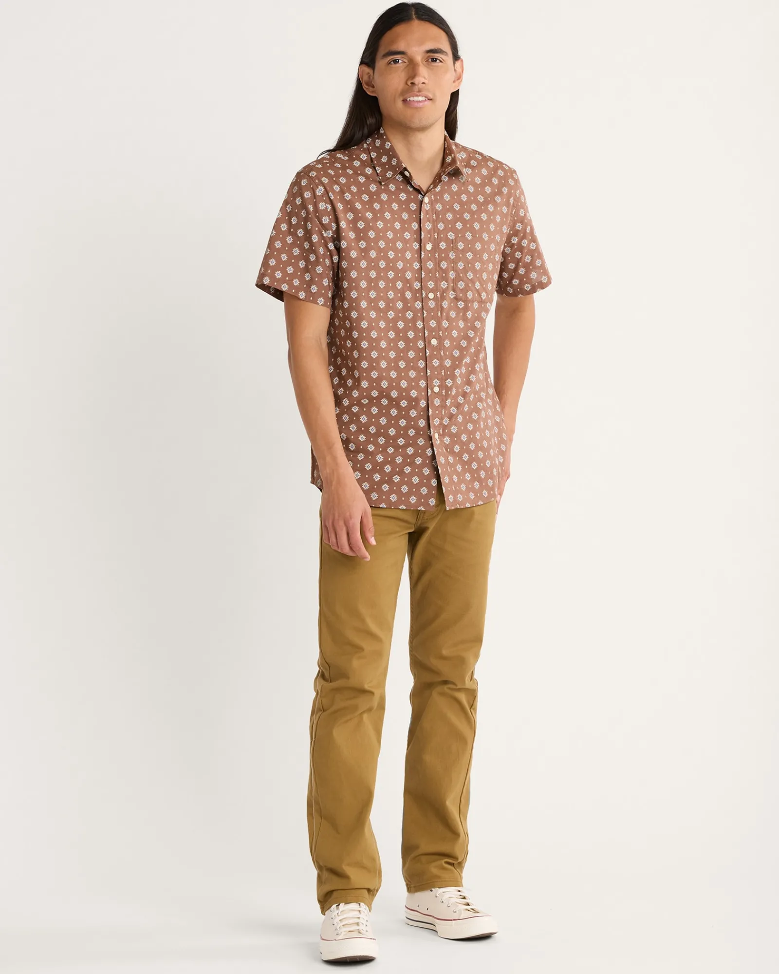 Pendleton MEN'S SHORELINE COTTON SHIRT RED/BROWN GEO Sale
