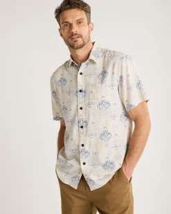 Pendleton MEN'S SHORELINE LINEN SHIRT BLUE AGATE BEACH Discount