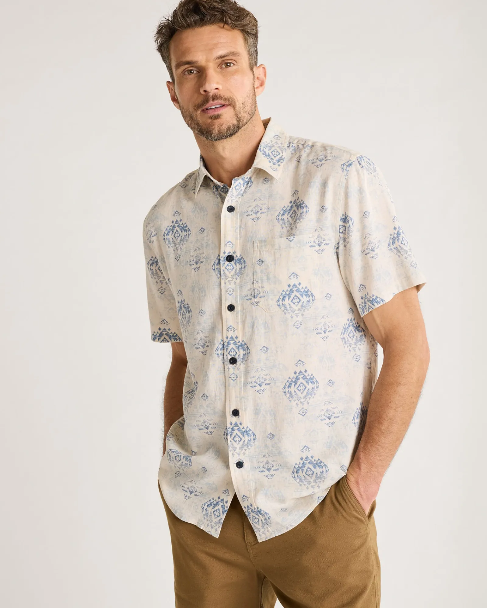 Pendleton MEN'S SHORELINE LINEN SHIRT BLUE AGATE BEACH Discount