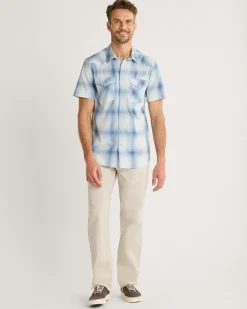 Pendleton MEN'S SHORT-SLEEVE BISHOP COTTON SHIRT LIGHT BLUE OMBRE Best