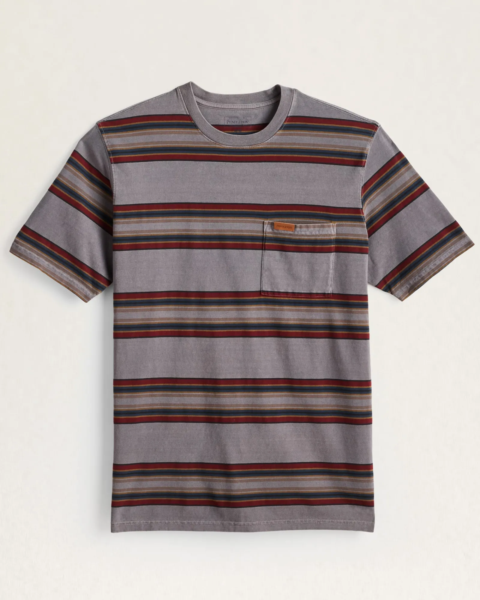 Pendleton MEN'S SHORT-SLEEVE STRIPED DESCHUTES POCKET TEE GREY YAKIMA Outlet