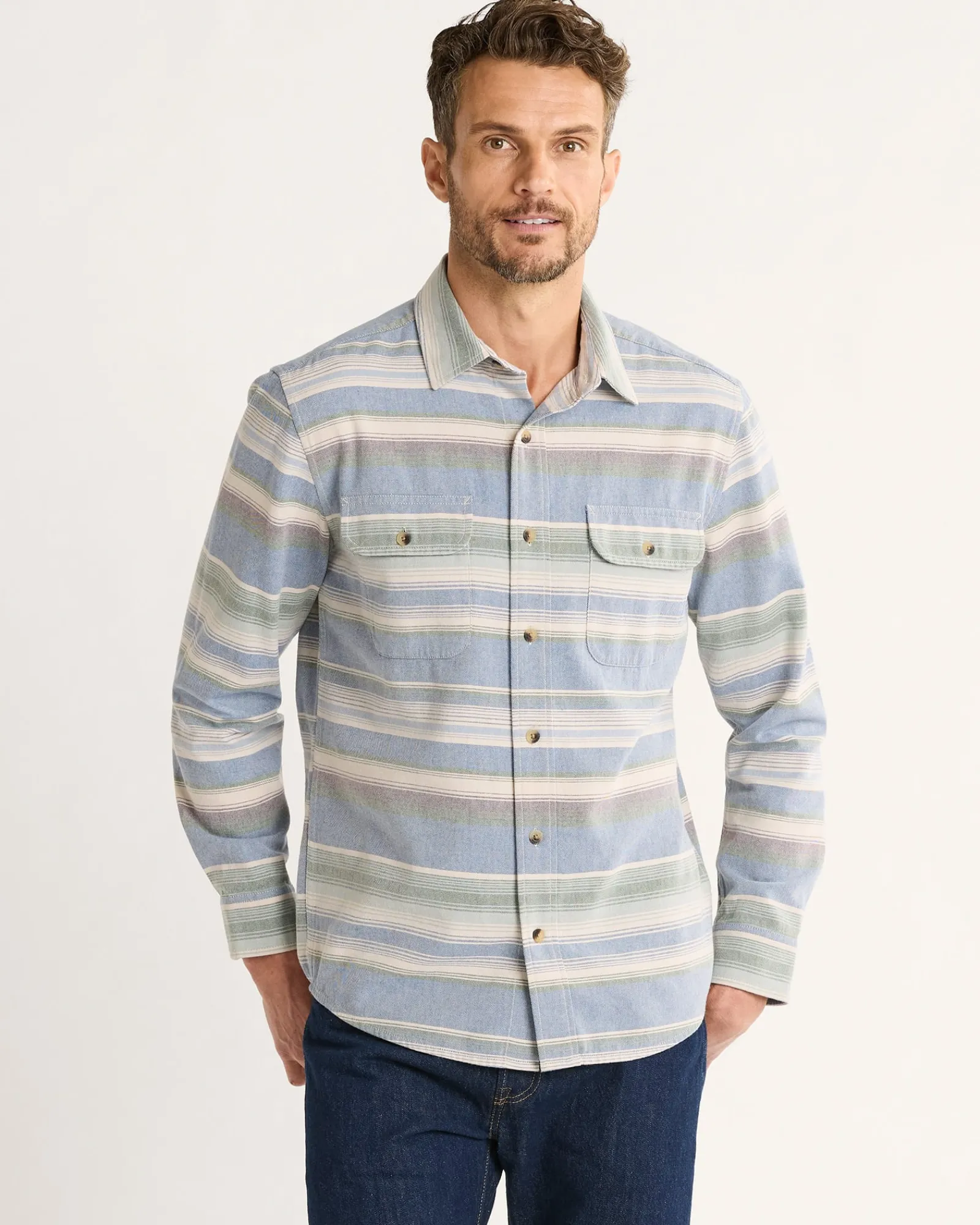 Pendleton MEN'S STRIPED BEACH SHACK COTTON SHIRT NAVY STRIPE Hot