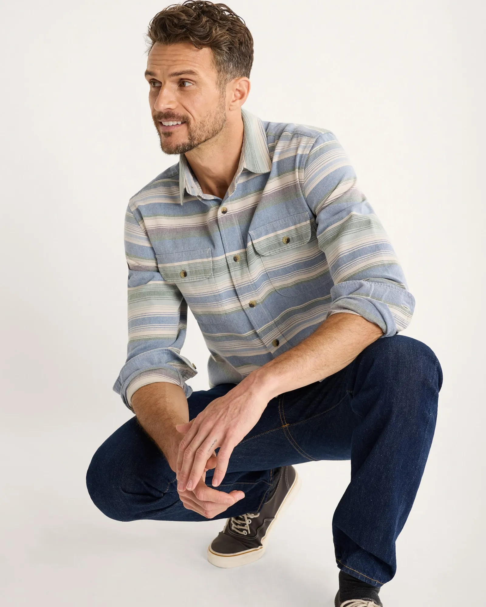 Pendleton MEN'S STRIPED BEACH SHACK COTTON SHIRT NAVY STRIPE Hot