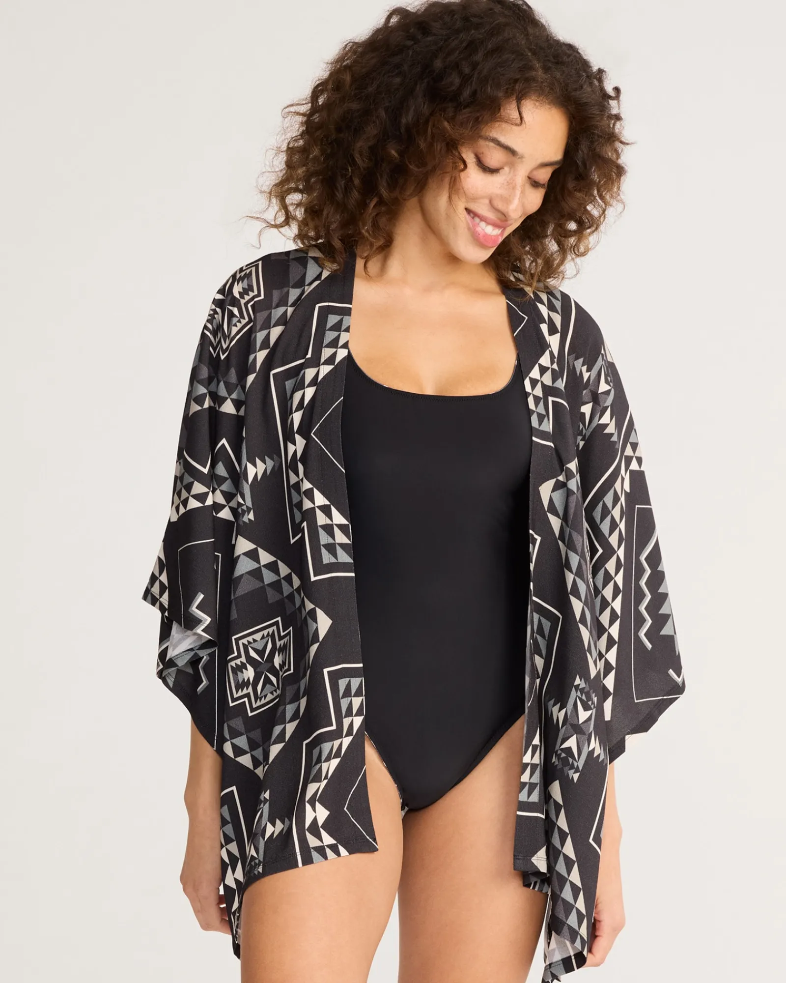 Pendleton OXBOW WOMEN'S OPEN-FRONT COVERUP BLACK/WHITE Online