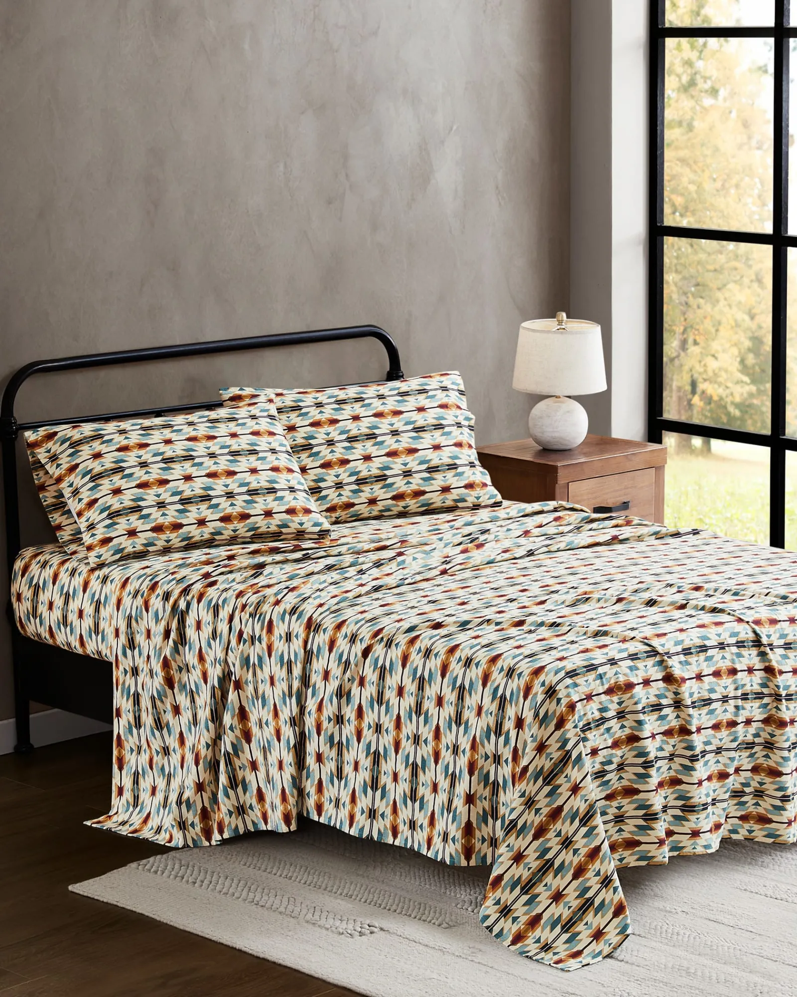 Pendleton PRAIRIE SPRINGS FLANNEL SHEET SET TAN MULTI Fashion