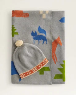 Pendleton SHARED PATH KNIT BABY BLANKET WITH BEANIE ONE SIZE Discount