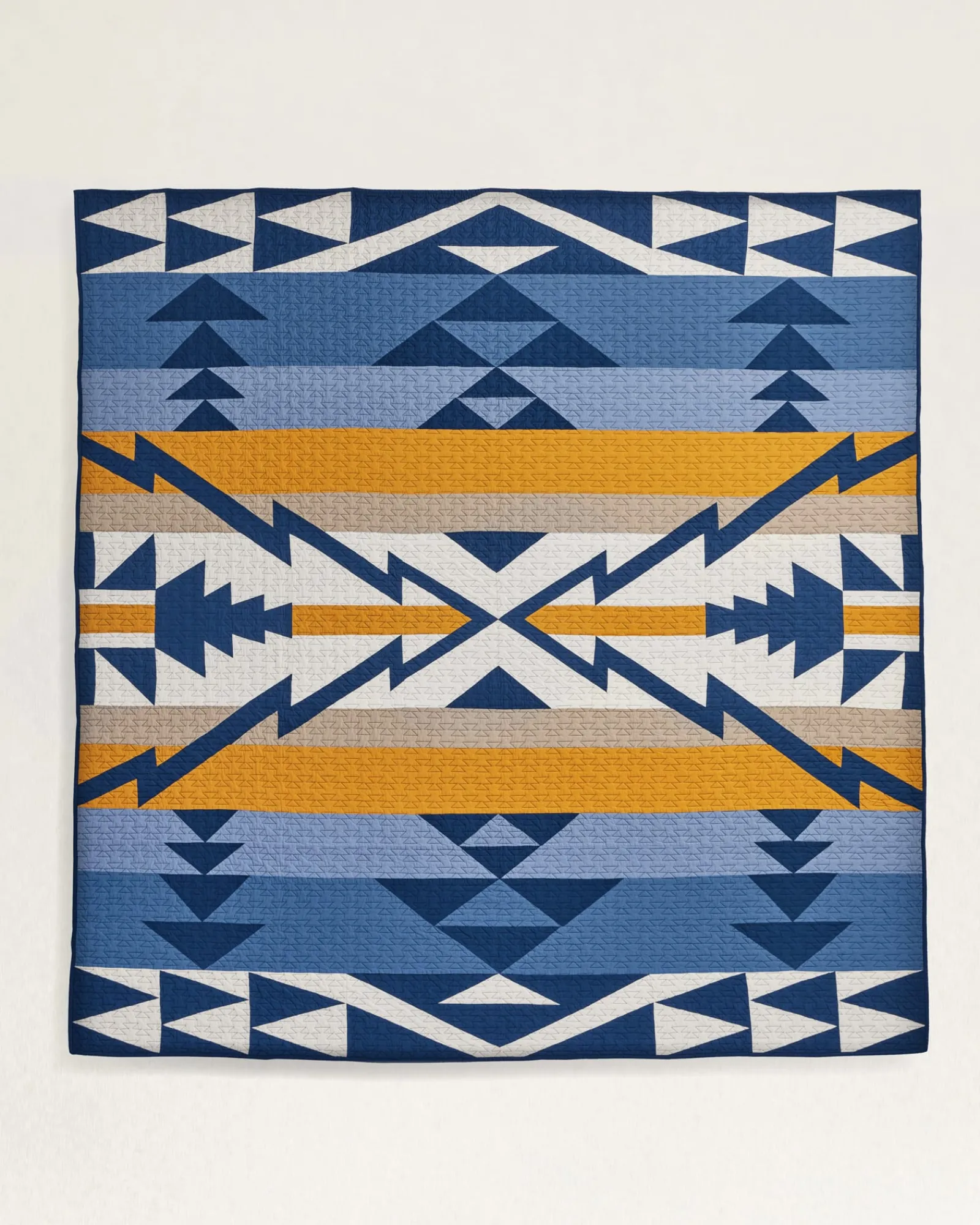 Pendleton TRAPPER PEAK PIECED QUILT SET BLUE/GOLD Outlet