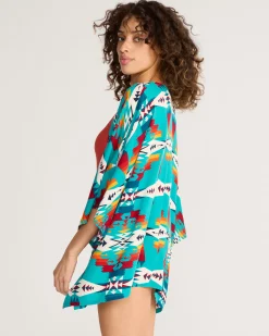 Pendleton TUCSON WOMEN'S OPEN-FRONT COVERUP TURQUOISE Discount