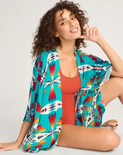 Pendleton TUCSON WOMEN'S OPEN-FRONT COVERUP TURQUOISE Discount