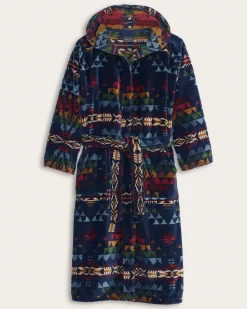 Pendleton UNISEX AUTUMN BIRCH COTTON TERRY VELOUR BATHROBE NAVY MULTI New