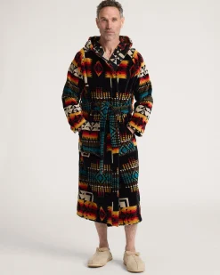Pendleton UNISEX COTTON TERRY VELOUR BATHROBE BLACK CHIEF JOSEPH Best