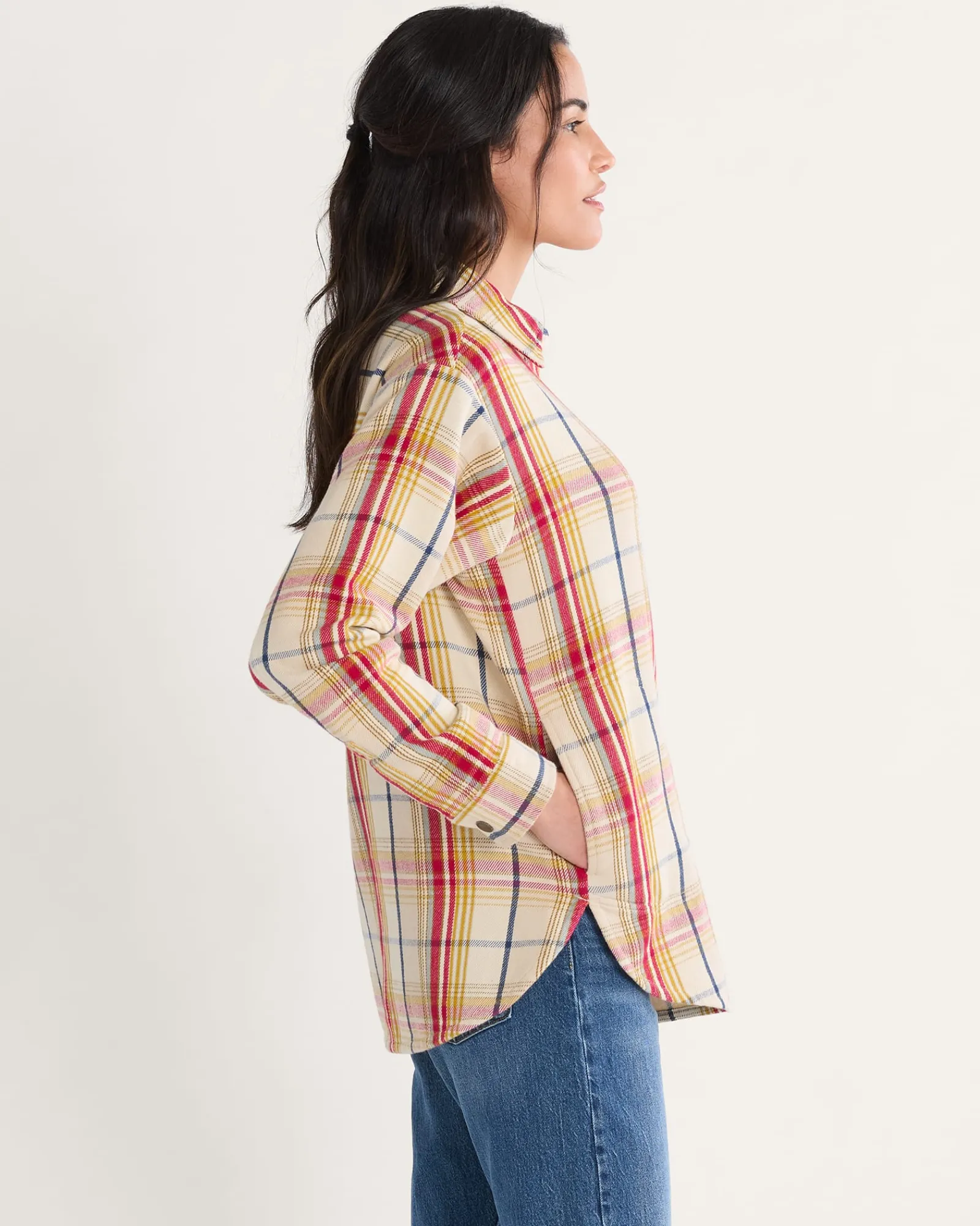 Pendleton WOMEN'S ARCADIA FLANNEL PLAID POPOVER SHIRT ANTIQUE WHITE MULTI Outlet