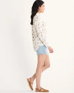 Pendleton WOMEN'S BEACH PRINT COASTAL LINEN SHIRT ANTIQUE WHITE BEACH PRINT Discount