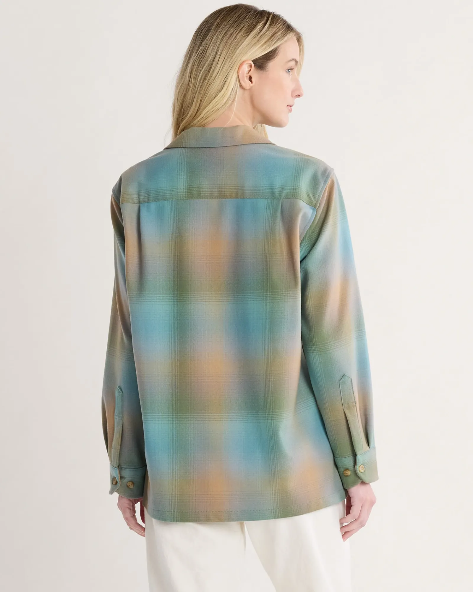 Pendleton WOMEN'S BOYFRIEND BOARD SHIRT GREEN/TAN OMBRE Discount