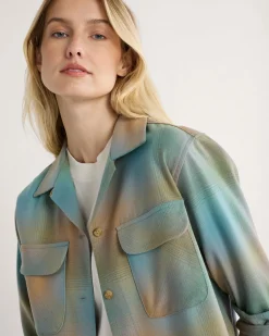 Pendleton WOMEN'S BOYFRIEND BOARD SHIRT GREEN/TAN OMBRE Discount