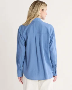 Pendleton WOMEN'S COASTAL LINEN SHIRT DUSTY BLUE Clearance