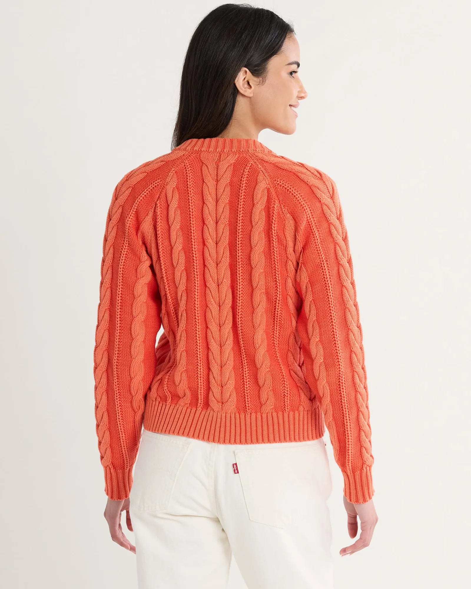 Pendleton WOMEN'S COTTON CABLE CARDIGAN POPPY Hot