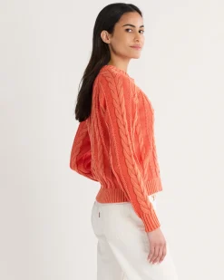 Pendleton WOMEN'S COTTON CABLE CARDIGAN POPPY Hot