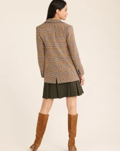 Pendleton WOMEN'S DAVIS GLEN PLAID WOOL BLAZER TAN/BROWN Clearance