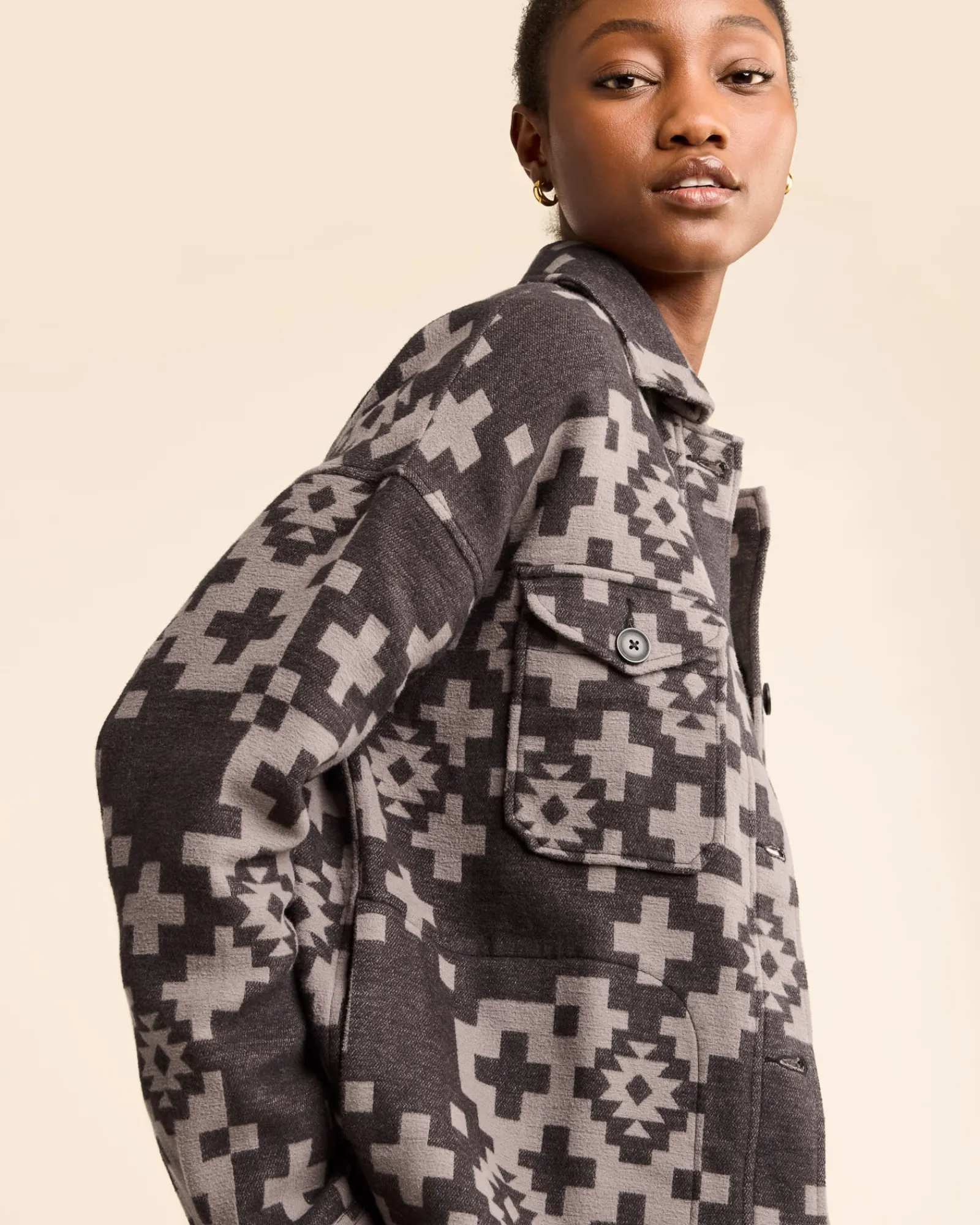 Pendleton WOMEN'S DOUBLESOFT SHIRT JACKET CHARCOAL TOSSED CROSS Best