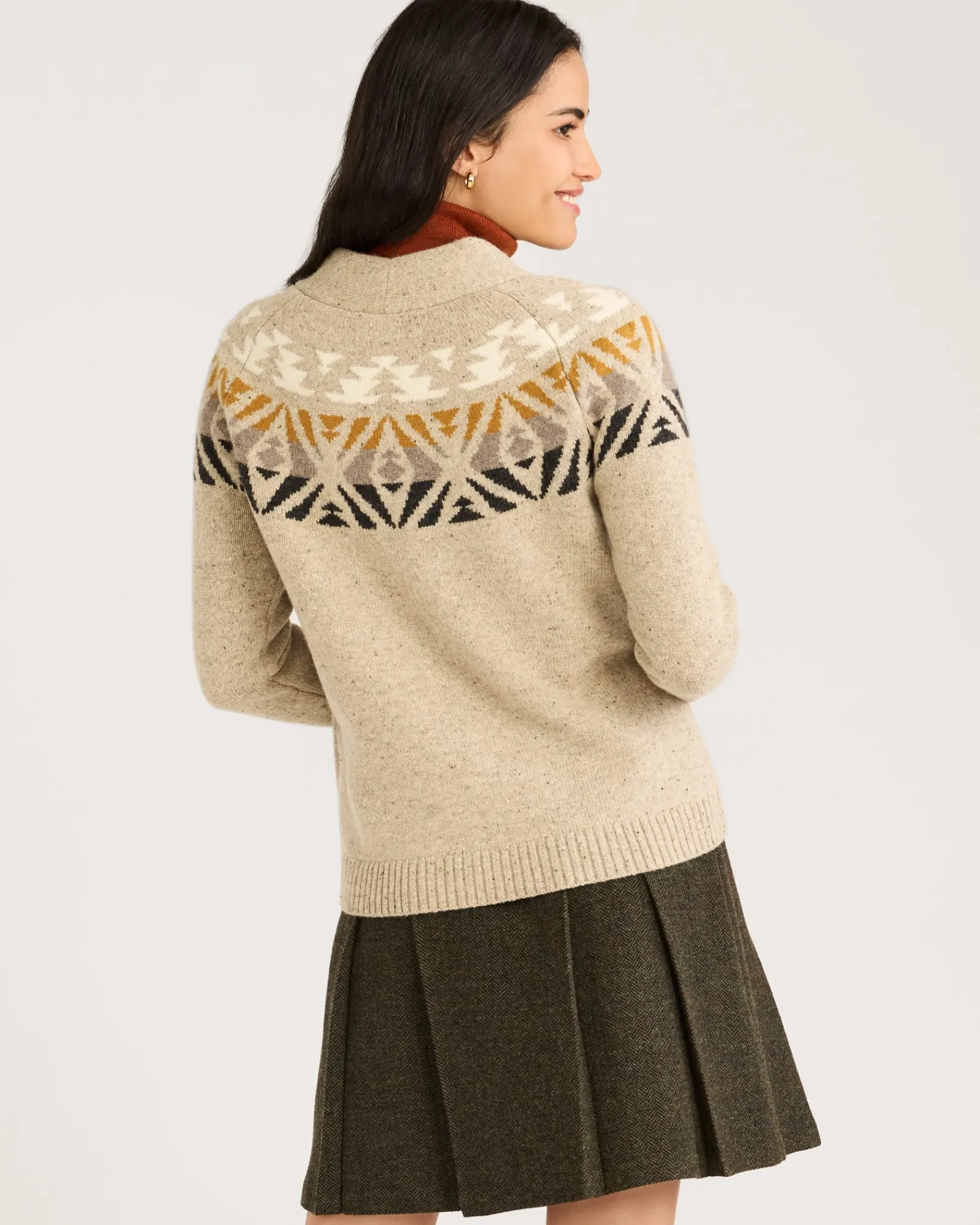 Pendleton WOMEN'S FAIR ISLE MERINO CARDIGAN OATMEAL MULTI New