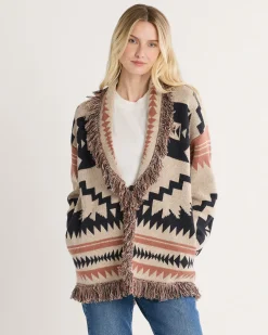 Pendleton WOMEN'S GRAPHIC FRINGE CARDIGAN NATURAL MULTI Sale