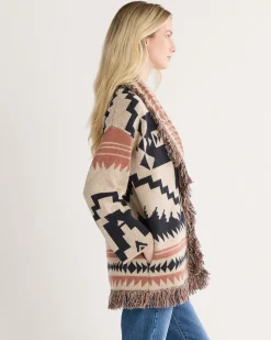 Pendleton WOMEN'S GRAPHIC FRINGE CARDIGAN NATURAL MULTI Sale
