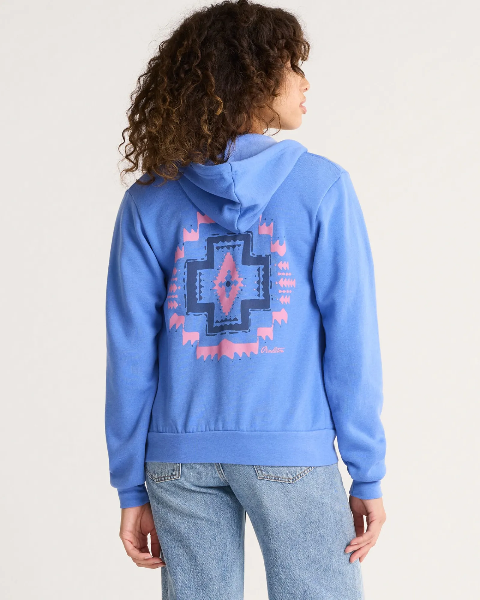 Pendleton WOMEN'S HARDING GRAPHIC ZIP HOODIE BLUE HEATHER Hot