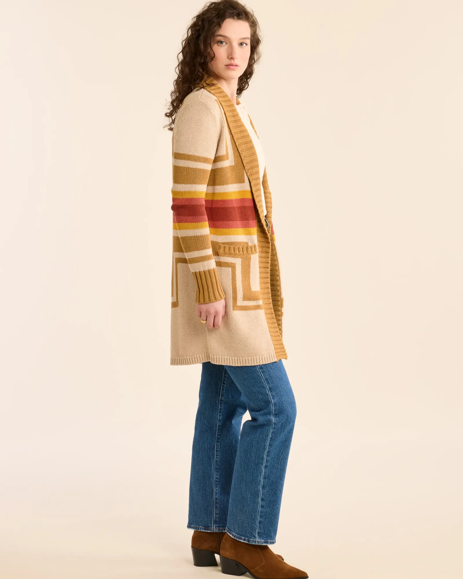 Pendleton WOMEN'S HARDING OPEN CARDIGAN SANDSHELL MULTI Clearance