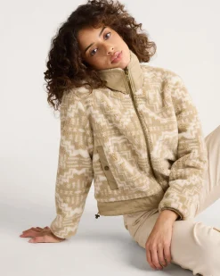 Pendleton WOMEN'S HEATHER ZIP-FRONT FLEECE JACKET TAN HARDING STAR Fashion