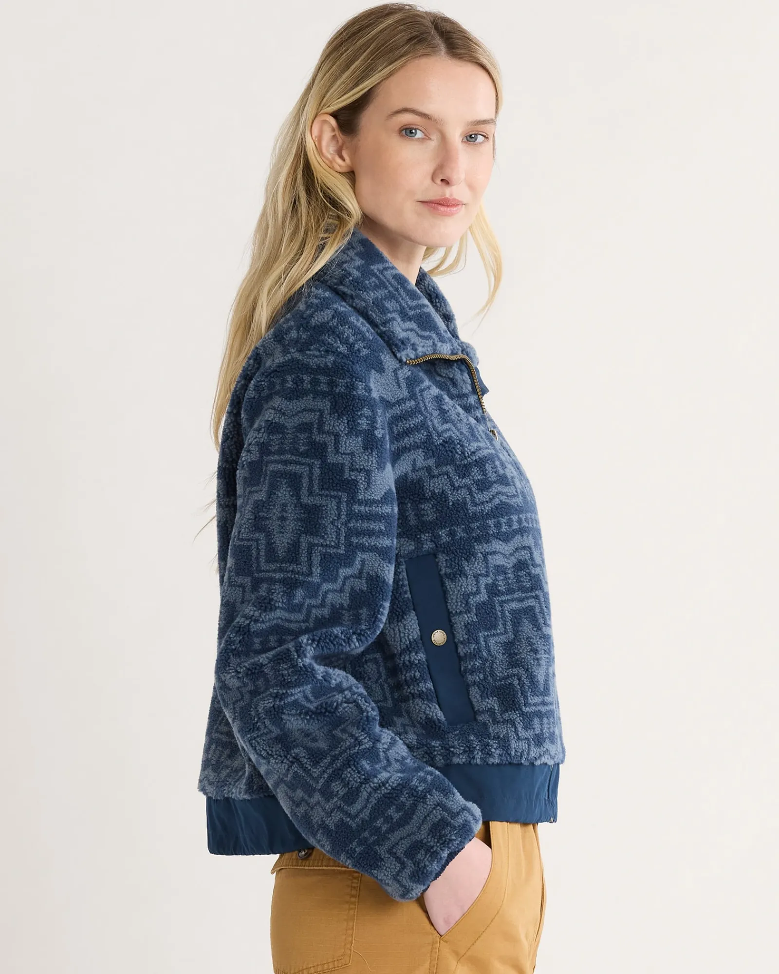 Pendleton WOMEN'S HEATHER ZIP-FRONT FLEECE JACKET BLUE HARDING STAR Outlet