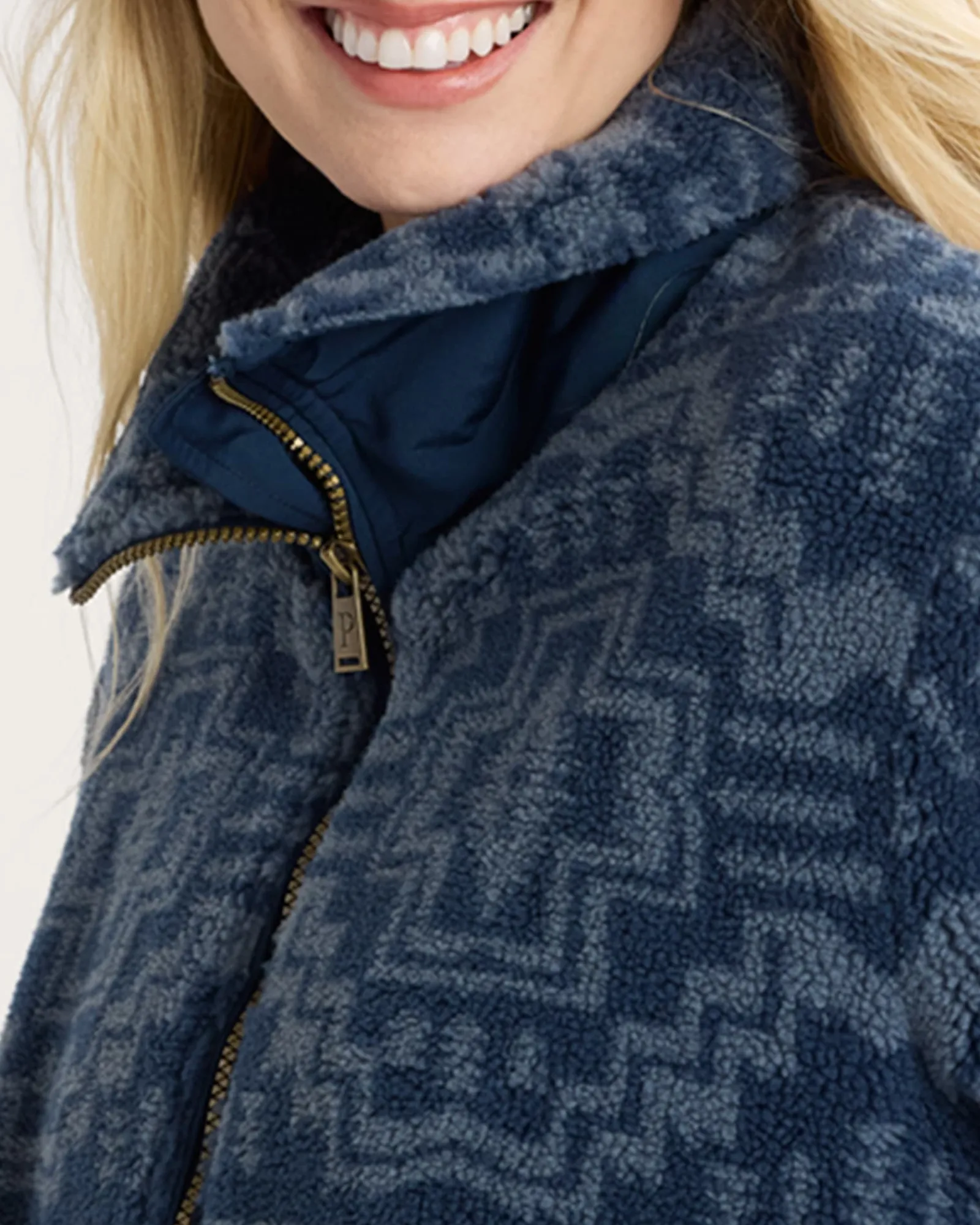 Pendleton WOMEN'S HEATHER ZIP-FRONT FLEECE JACKET BLUE HARDING STAR Outlet