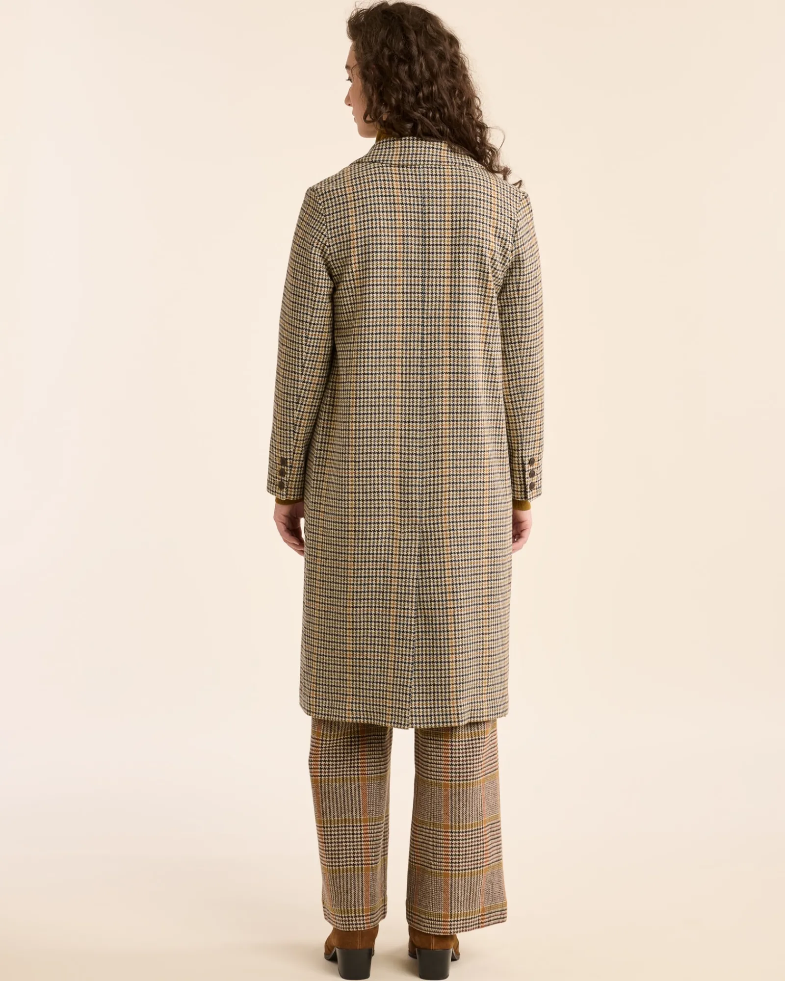 Pendleton WOMEN'S HUDSON LONG WOOL COAT TAN/BROWN CHECK Outlet