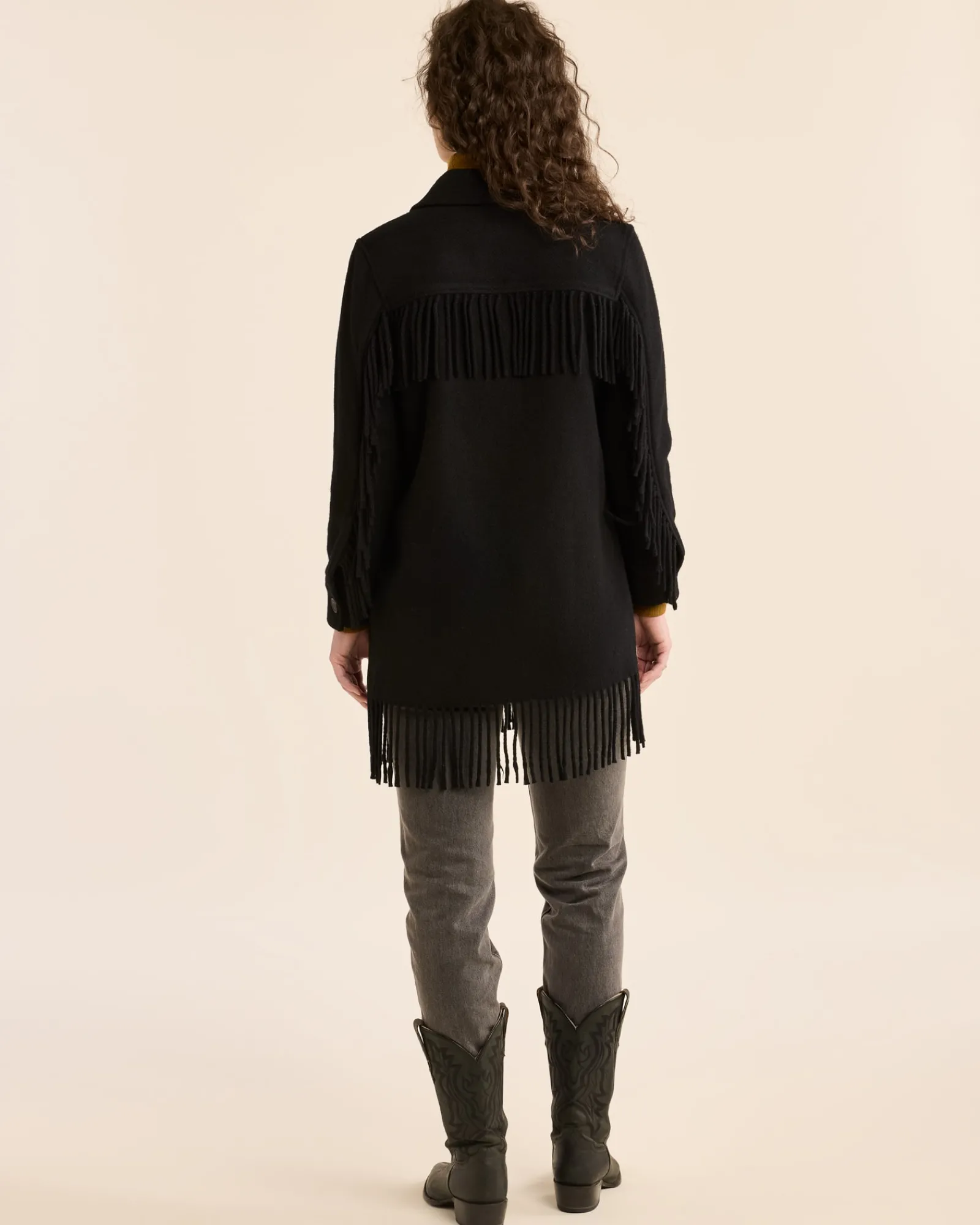 Pendleton WOMEN'S JOLENE WOOL FRINGED JACKET BLACK Best
